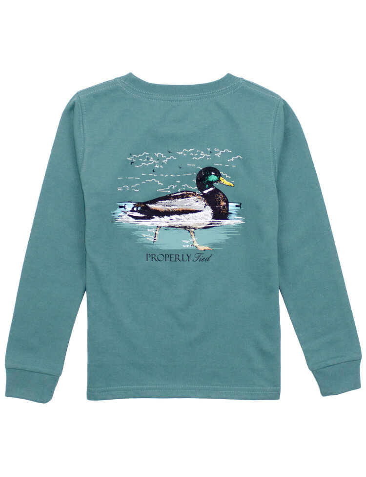 Properly Tied Marine Green Swimming Mallard LS Tee