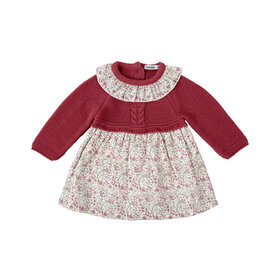 Babidu Burgundy Knitted Floral Dress
