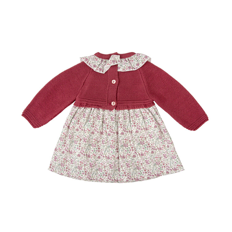 Babidu Burgundy Knitted Floral Dress