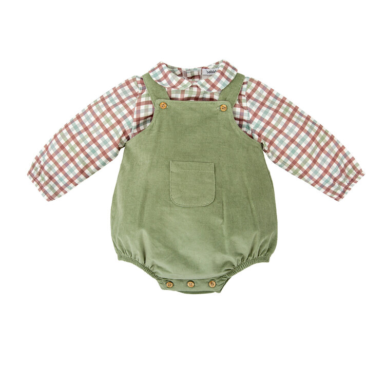 Babidu Green Cord Overall Bubble Set