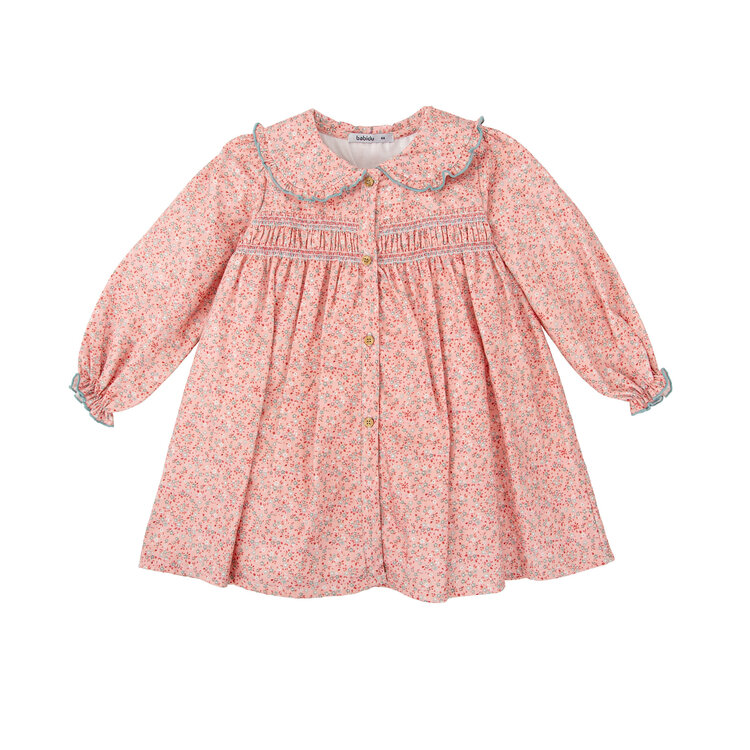 Babidu Pink Floral Smocked Dress