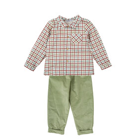 Babidu Green Check Cord Pant Set