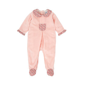 Babidu Pink Floral Velour Footie