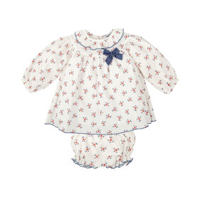 Babidu Blue Floral Dress Set W/Bow