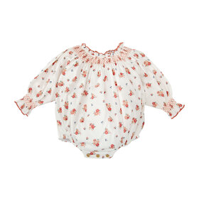 Babidu Dusty Rose Floral Smocked Bubble
