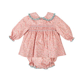 Babidu Pink Floral Smocked Dress Set