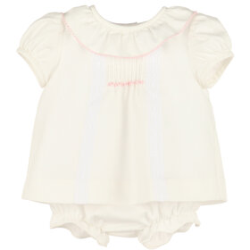 Luli&Me Pintucks Lace Bishop Set