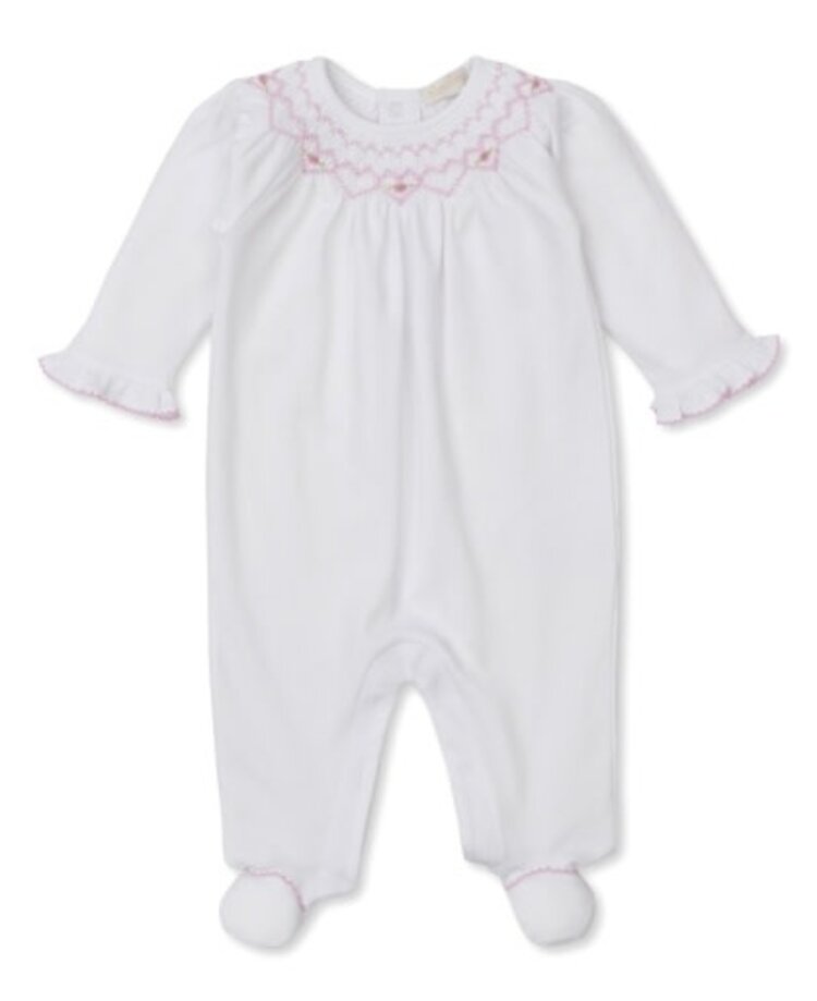 Kissy Kissy Smocked Floral Ruff Footie