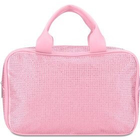 Iscream Pink Rhinestone Large Cosmetic Bag