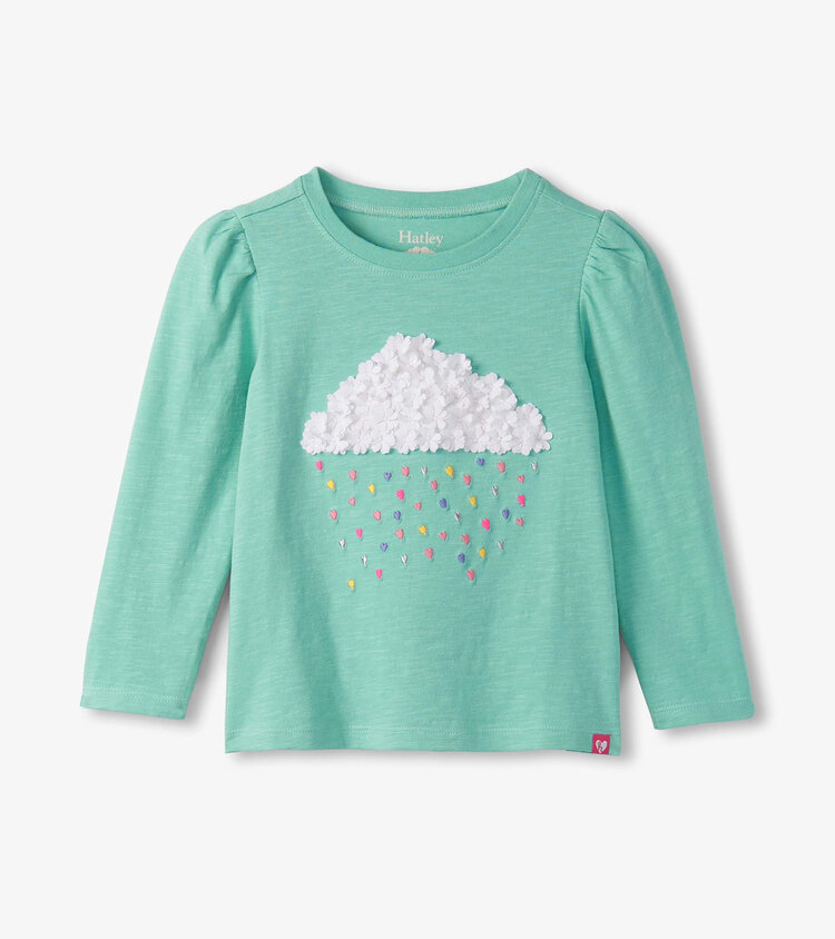 Hatley Aqua Fluffy Cloud Puff Sleeve Tee