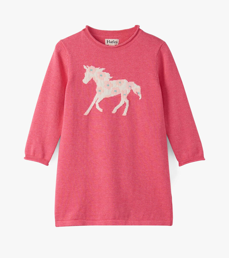 Hatley Flower Horse Classic Sweater Dress