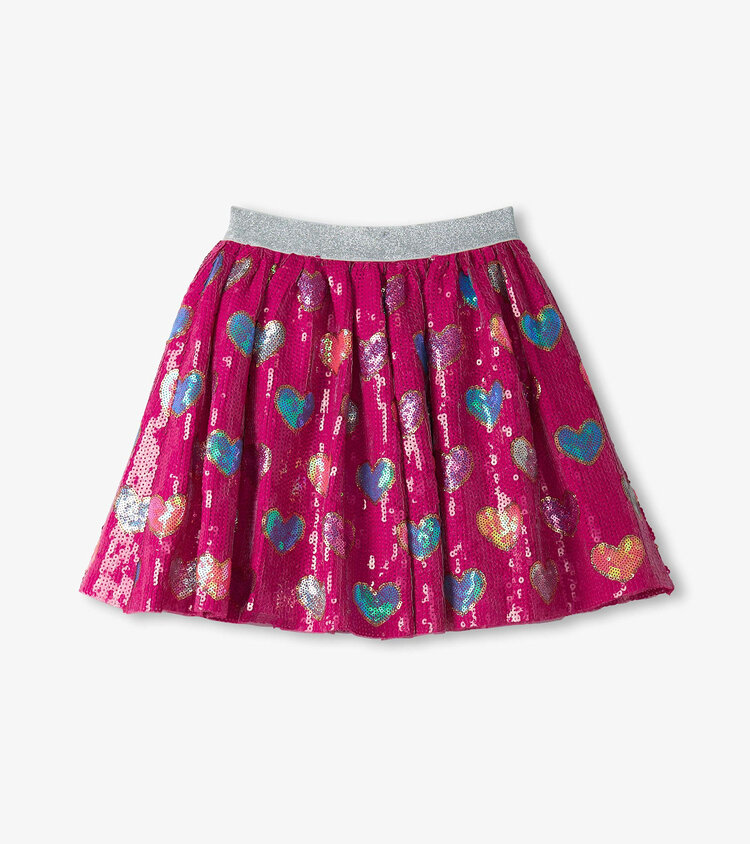 Hatley Pink Busted Hearts Sequin Skirt