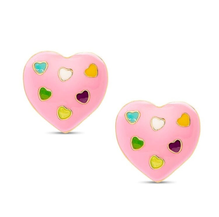 Lily Nily Pink Puffed Heart Earrings