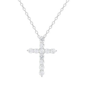Lily Nily CZ Cross Necklace in Sterling Silver