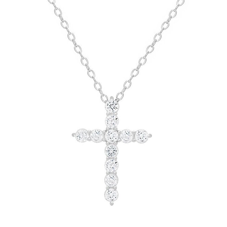 Lily Nily CZ Cross Necklace in Sterling Silver