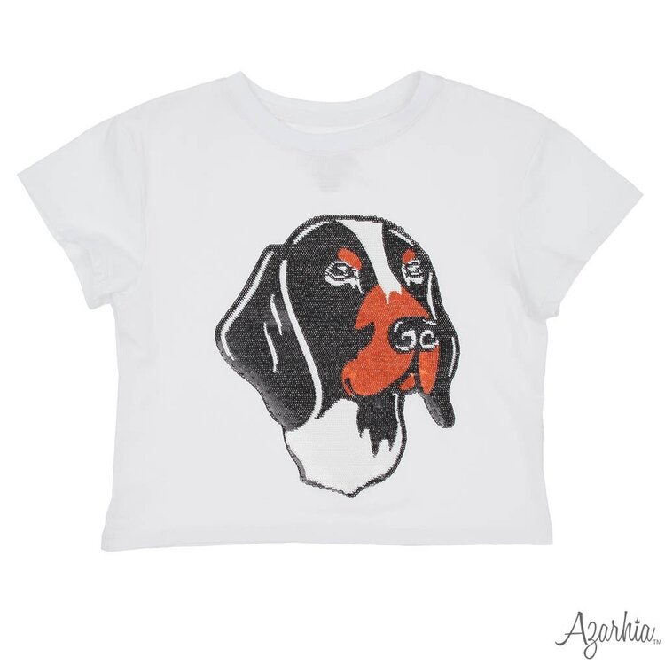 Azarhia Orange Game Day Sequin Hound Tee