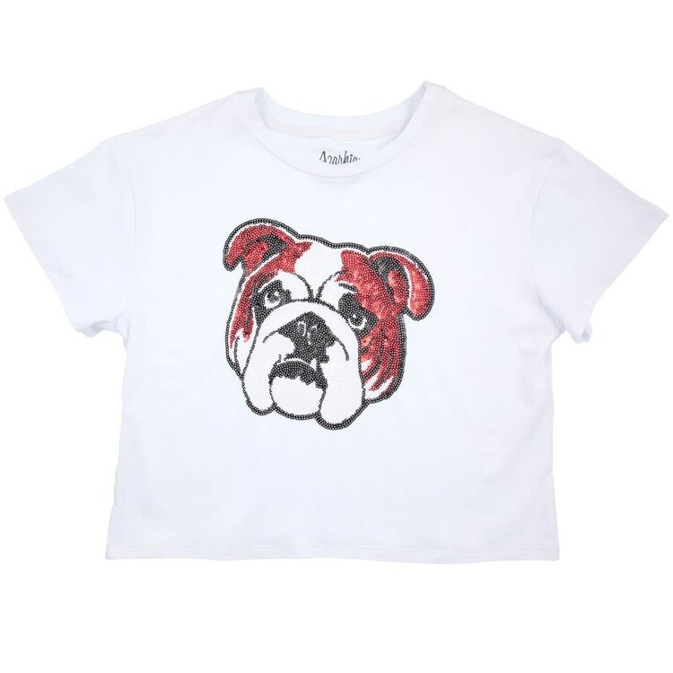 Azarhia Red Game Day Sequin Bulldog Tee