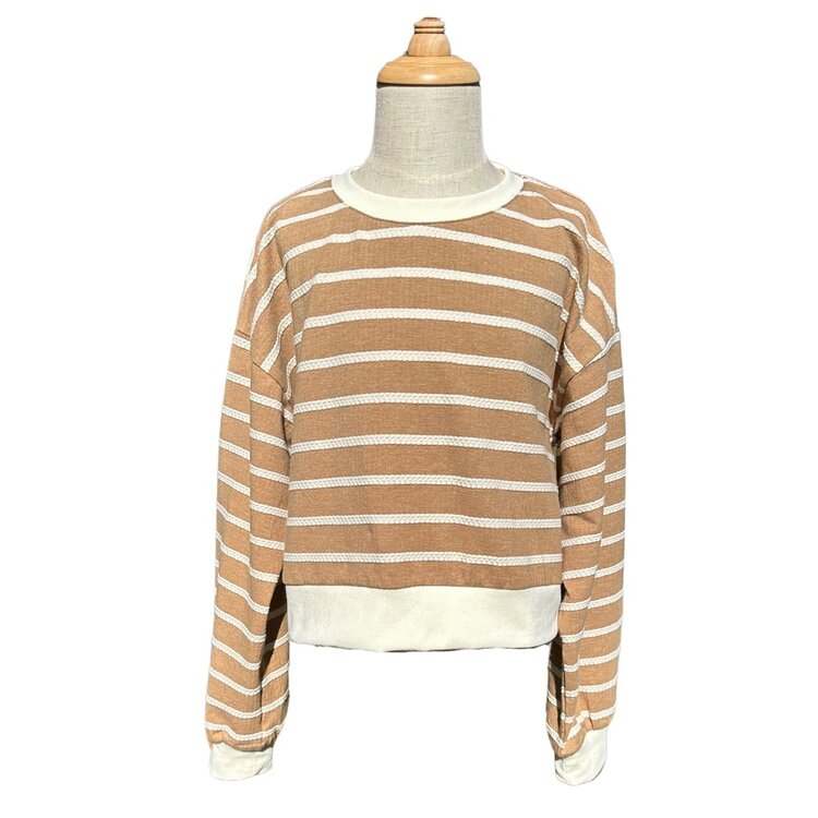 Pleat Natalie Top Coffee Stripe