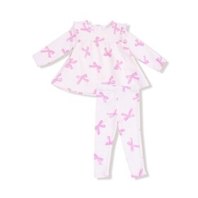 Angel Dear French Terry - Pretty Bows  - Ruffle Top and Ribbed Legging