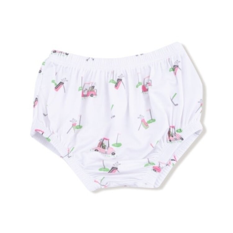 Angel Dear Baby Golf Carts - Pink - L/S Peter Pan Collar Dress w/ Smocking and Diaper Cover