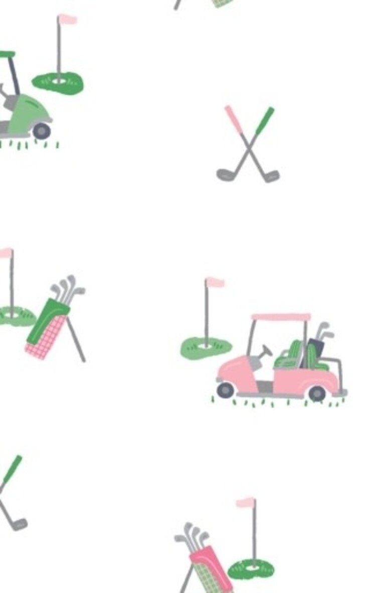 Angel Dear Baby Golf Carts - Pink - L/S Peter Pan Collar Dress w/ Smocking and Diaper Cover