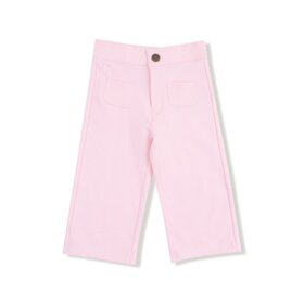 Angel Dear French Terry Sport - Pink - High Waisted Wide Leg Pant with Button Fly