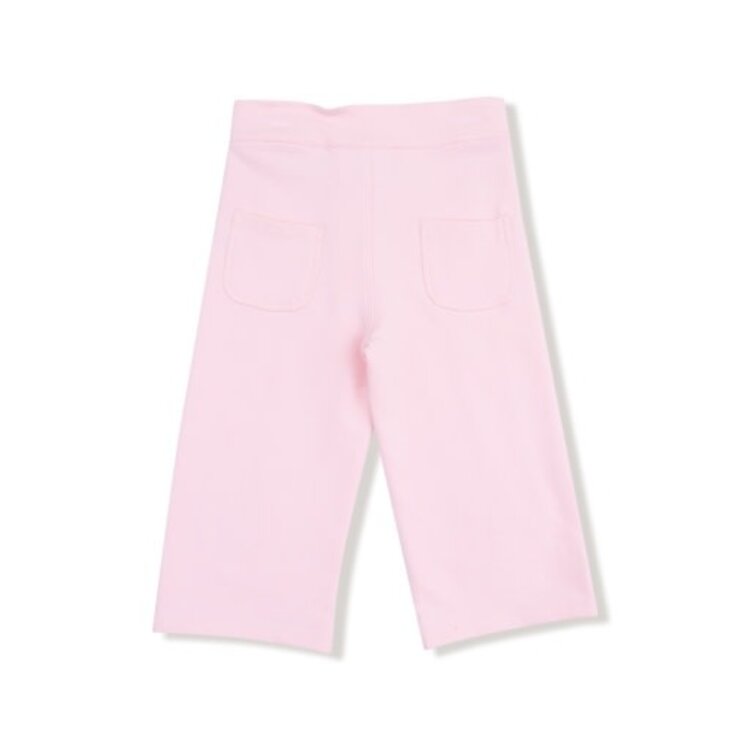 Angel Dear French Terry Sport - Pink - High Waisted Wide Leg Pant with Button Fly