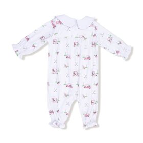 Angel Dear Baby Golf Carts - Pink - Smocked L/S Romper w/ Peter Pan Collar