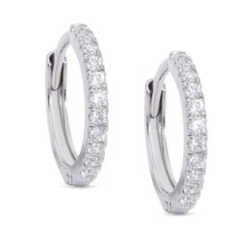 Lily Nily CZ Hinged Hoop Earrings - White