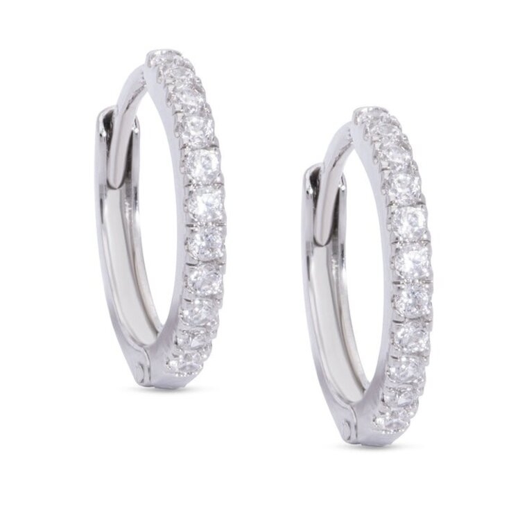 Lily Nily CZ Hinged Hoop Earrings - White