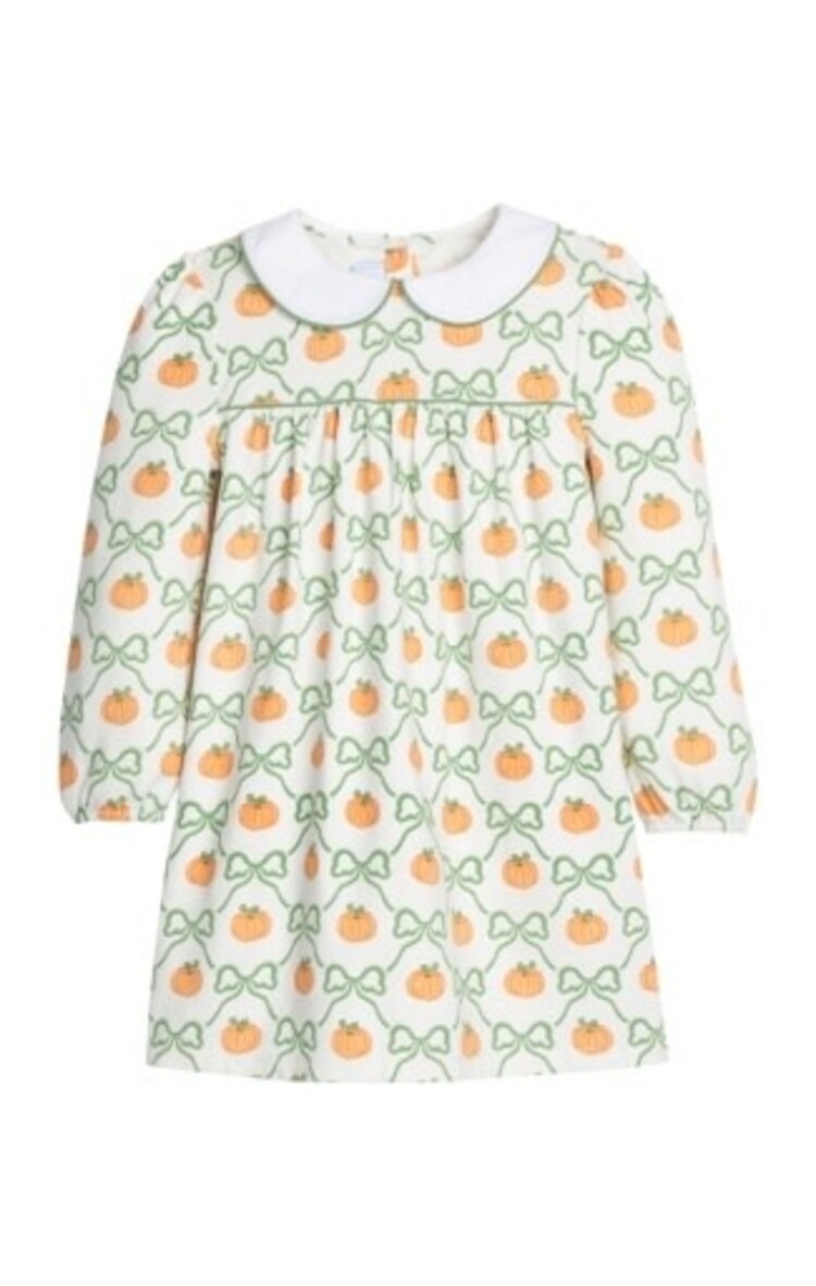 Little English Evelyn Dress - Pumpkin Trellis