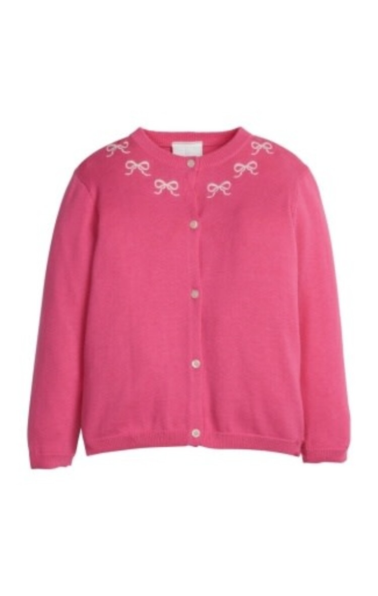 Embroidered Essential Cardigan - Pink Bows