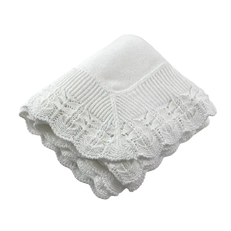 A Soft Idea Cotton Jersey Blanket w/Scalloped Lace Border