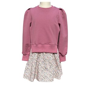 Pleat Clara Combo Dress Rose