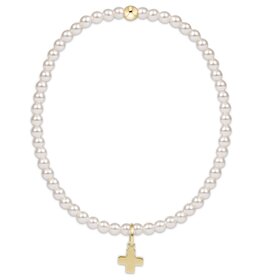 ENewton Classic Pearl 3mm Bead Cross Charm Bracelet
