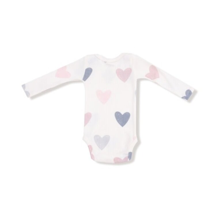 Angel Dear Hearts - Modal Rib - Lap Shoulder Bodysuit