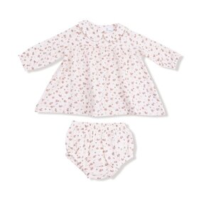 Angel Dear Carrie Floral - Muslin - Simple L/S Peter Pan Collar Dress + Diaper Cover