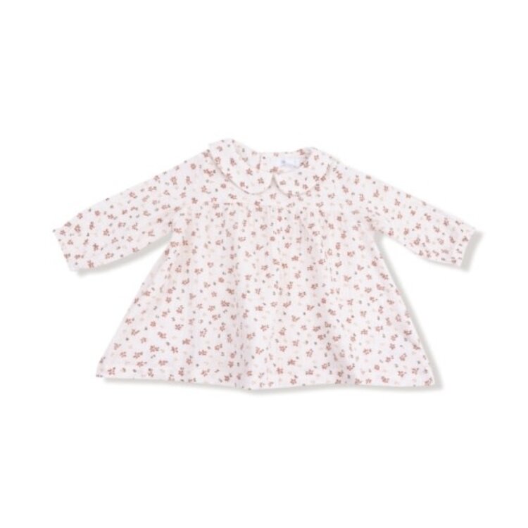 Angel Dear Carrie Floral - Muslin - Simple L/S Peter Pan Collar Dress + Diaper Cover