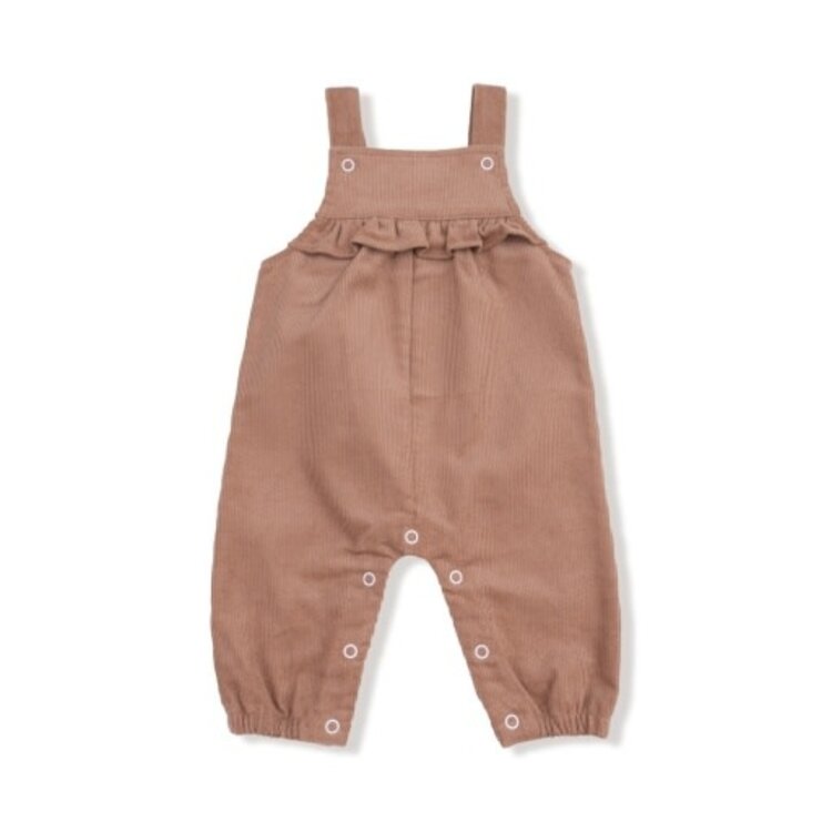 Angel Dear Corduroy - Cafe Au Lait - Yoke Ruffle Overall