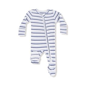 Angel Dear Vintage Stripe - Blue - 2 Way Zipper Footie