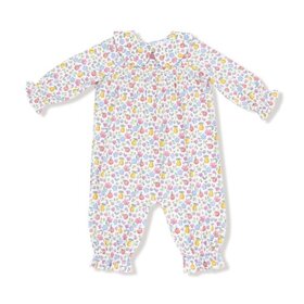 Angel Dear Fall Fruit Floral - Smocked L/S Romper w/ Peter Pan Collar