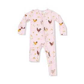 Angel Dear Collector Chickens Pink Zip Romper