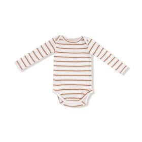 Angel Dear Vintage Stripe - Brown - Lap Shoulder Bodysuit