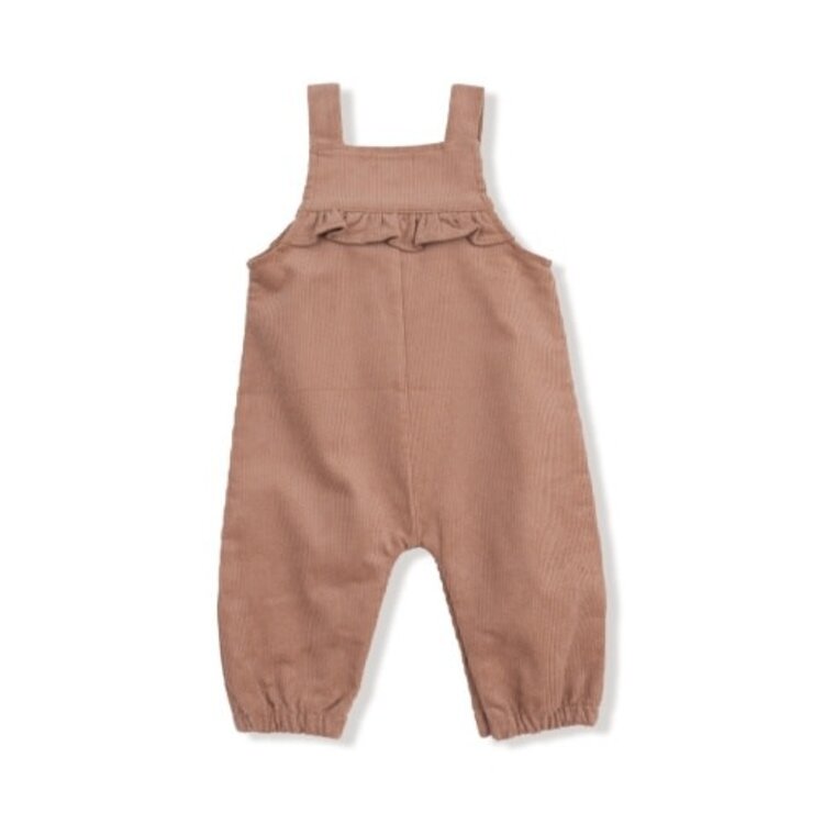 Angel Dear Corduroy - Cafe Au Lait - Yoke Ruffle Overall