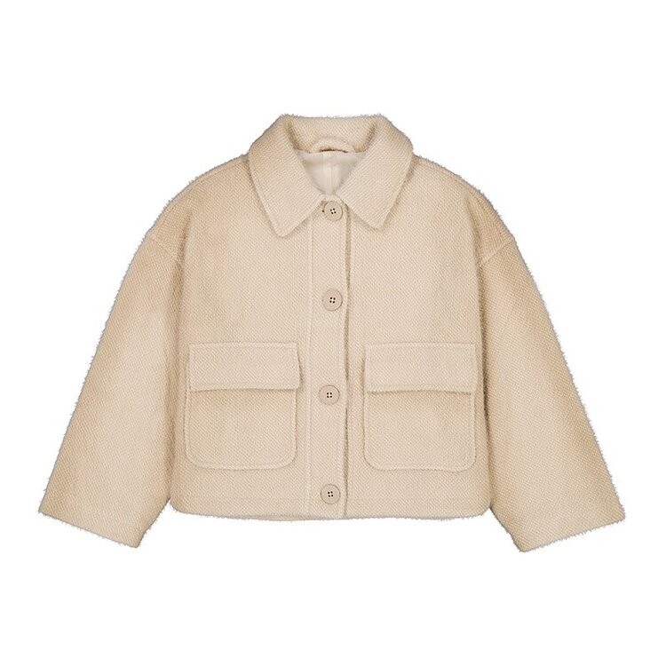 Mayoral Sand Button Faux Fur Coat