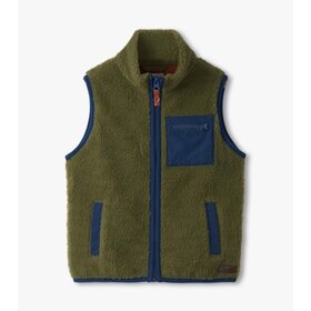 loden green faux sherpa vest