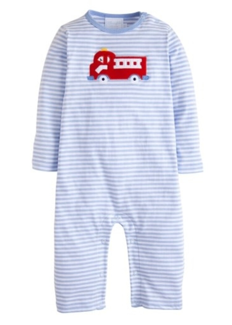 Little English Applique Romper - Fire Truck