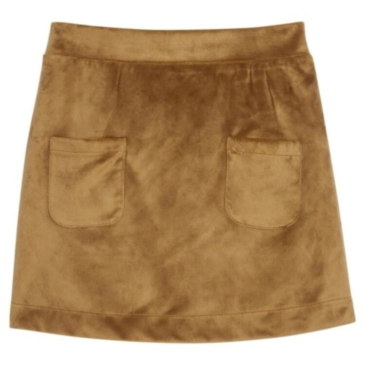 Bisby Mini Skort - Brown Faux Suede