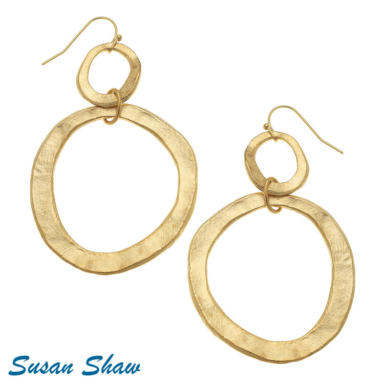 Susan Shaw Gold Double Circle Earrings
