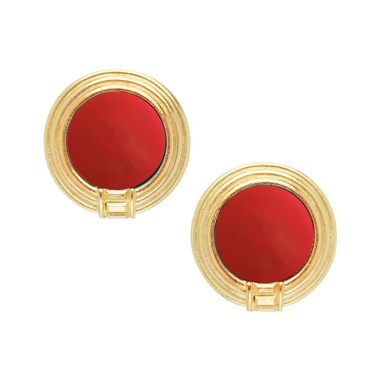 Susan Shaw Roma Red Coral Earrings
